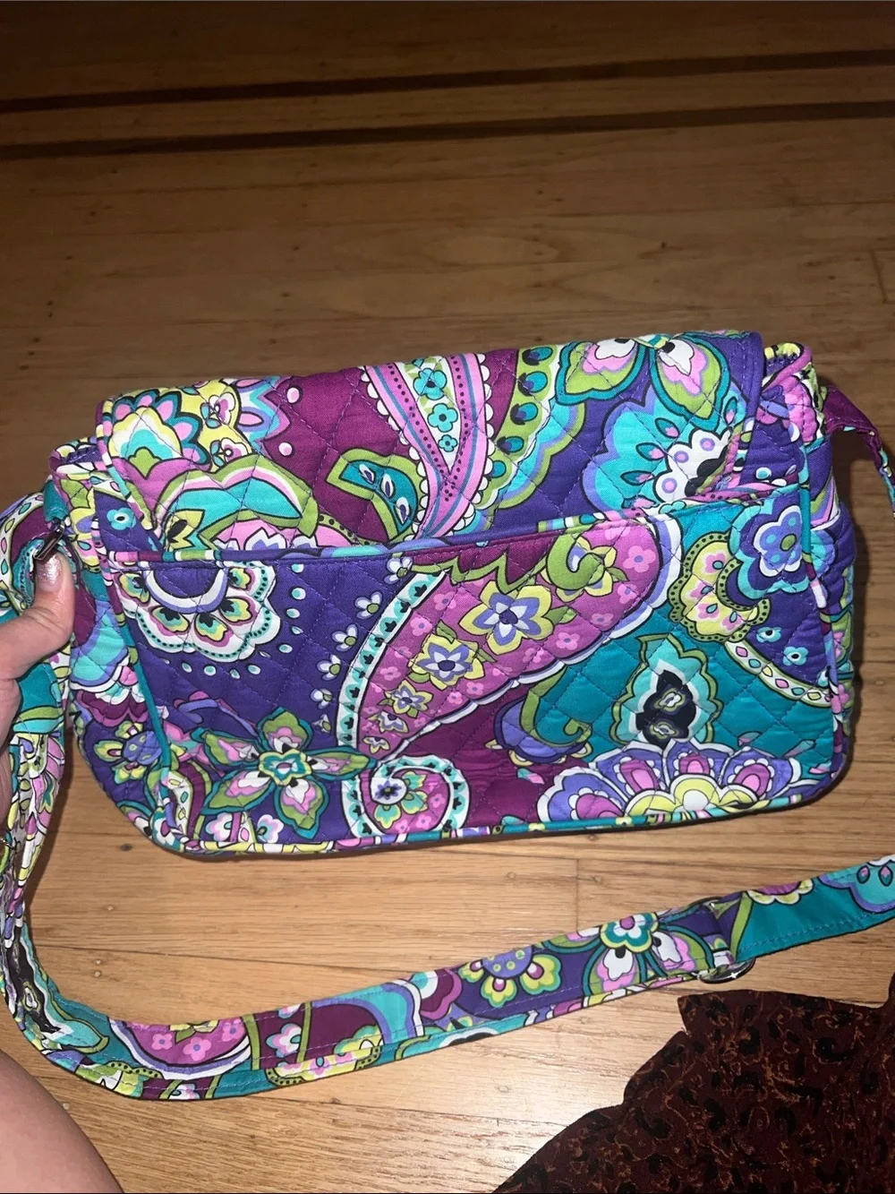 Vera Bradley Purple Teal Paisley Quilted Crossbody Bag